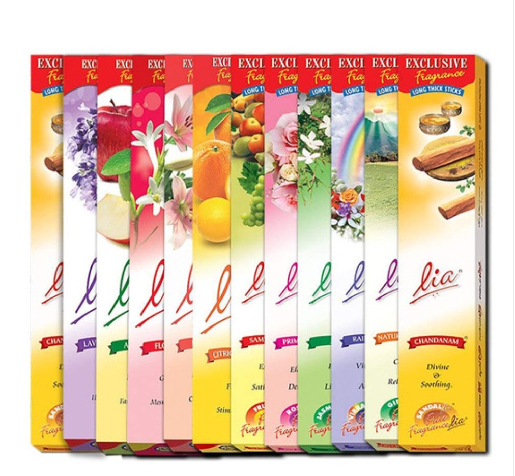 Cycle Pure Combo Pack Lia Samprupti, Prime Rose, Applee, Nature’s Gift,Jasmine, Floress, Lilly, Rainbow, Lavenderz, Cream Lia Chandanam (2 Pack) Incense Sticks – Pack of 12