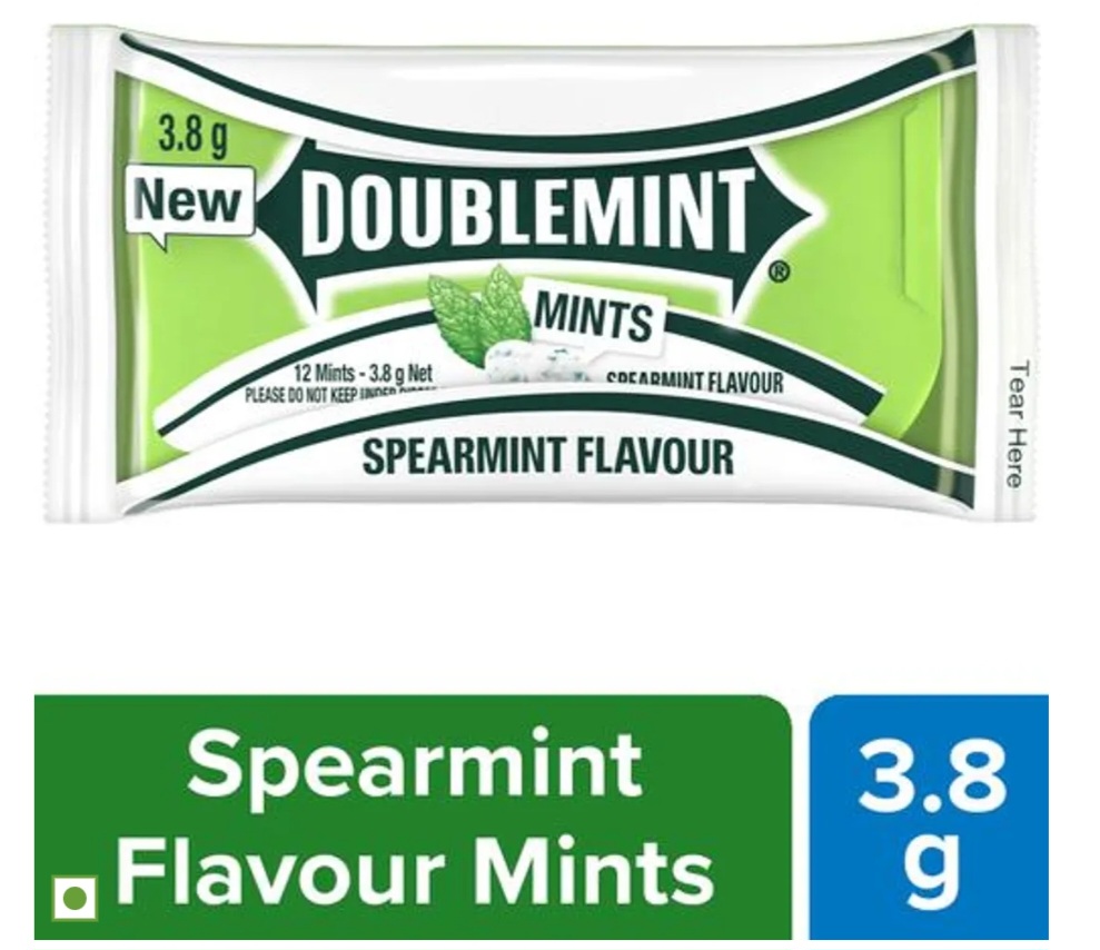 Doublemint Sugarfree Mints Sleeve Box | Spearmint Flavour Chewing Gum | Mint Gums for Instant Freshness | 20 Sleeves per Box | 64 g | Pack of 2