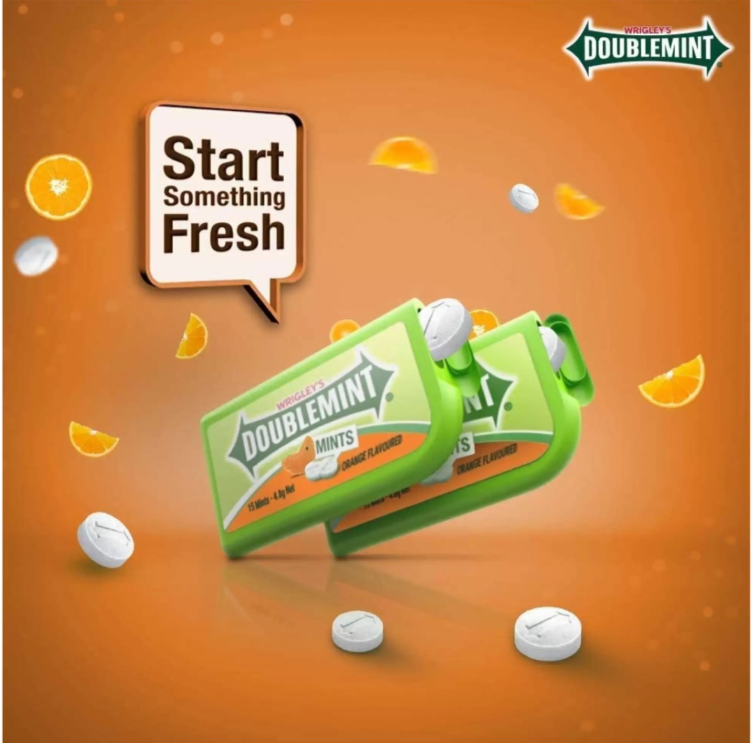 Doublemint Sugarfree Sleeve Box | Orange Flavour Chewing Gum | Mint Gums for Instant Freshness | 20 Sleeves per Box | 64 g | Pack of 2